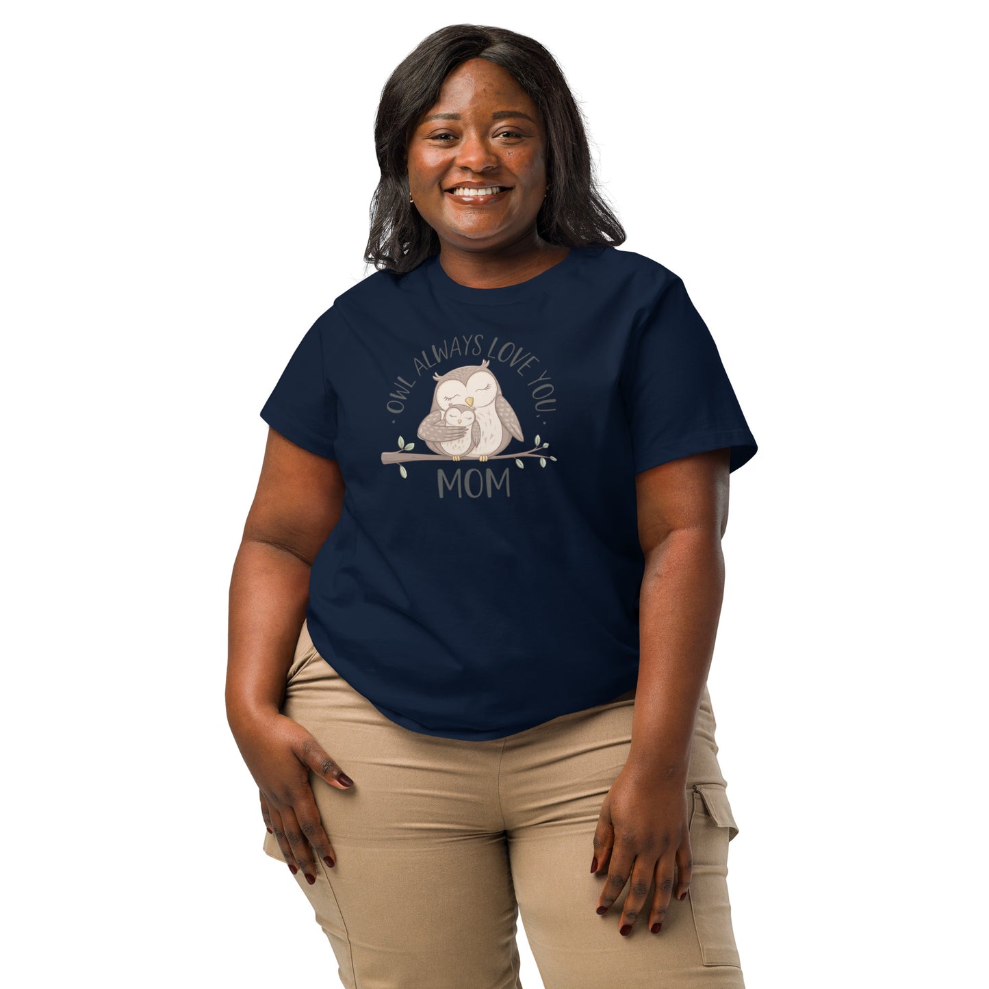 Women’s Organic Ribbed Neck T-Shirt – Owl Design Eco Tee Dudeily