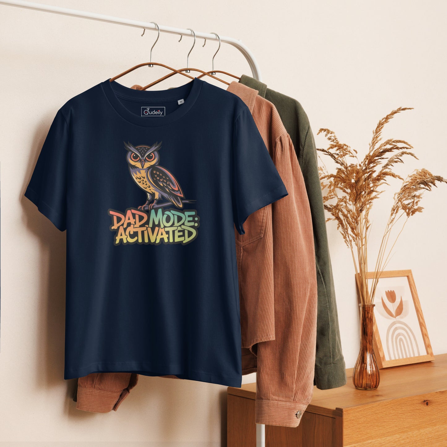 Women’s Organic Ribbed Neck T-Shirt – Owl-Themed Sustainable Fashion for Nature Lovers | Dudeily Dudeily