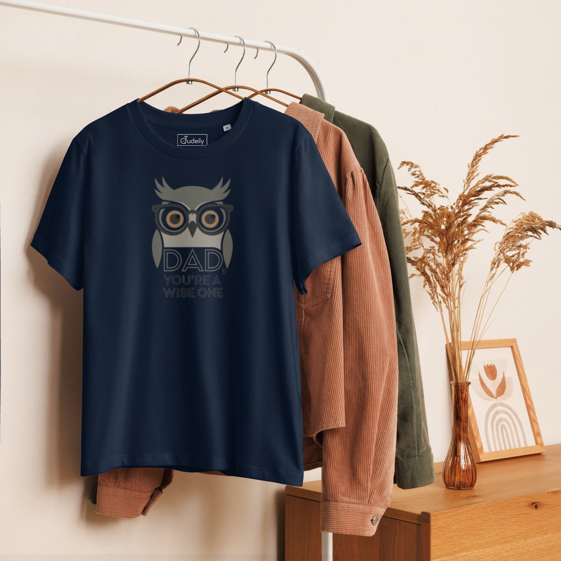 Women’s Organic Ribbed Neck T-Shirt –Owl Themed Eco-Friendly, Sustainable Fashion by Dudeily Dudeily