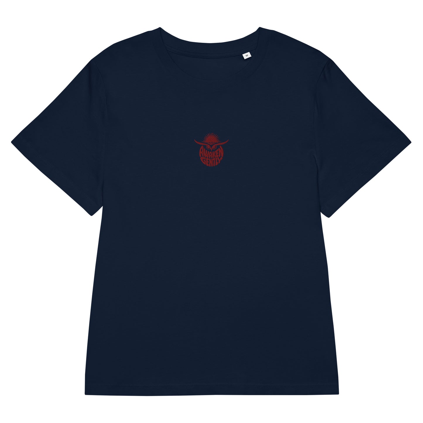 Eco-Friendly Owl Clothing Embroidered Women’s Organic Ribbed Neck T-Shirt "Awaken Gently" Dudeily