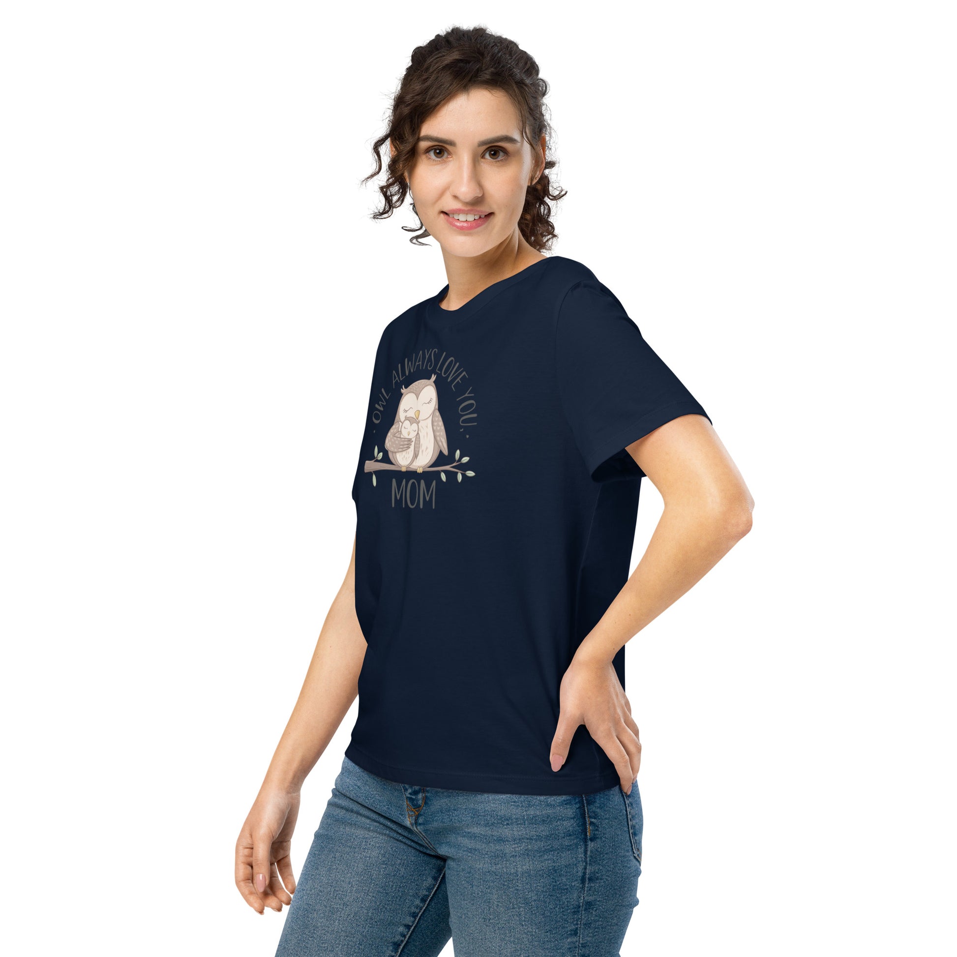 Women’s Organic Ribbed Neck T-Shirt – Owl Design Eco Tee Dudeily