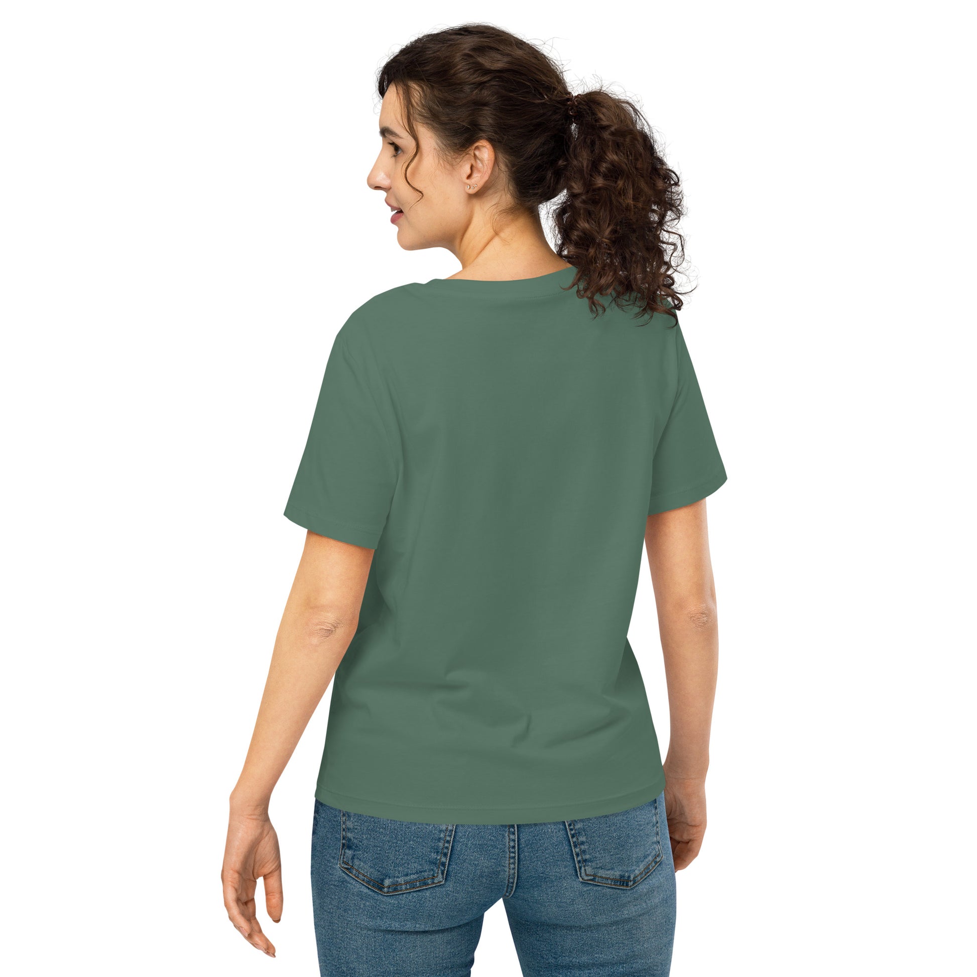 Eco-Friendly Owl Clothing Embroidered Women’s Organic Ribbed Neck T-Shirt "Grow With Care" Dudeily