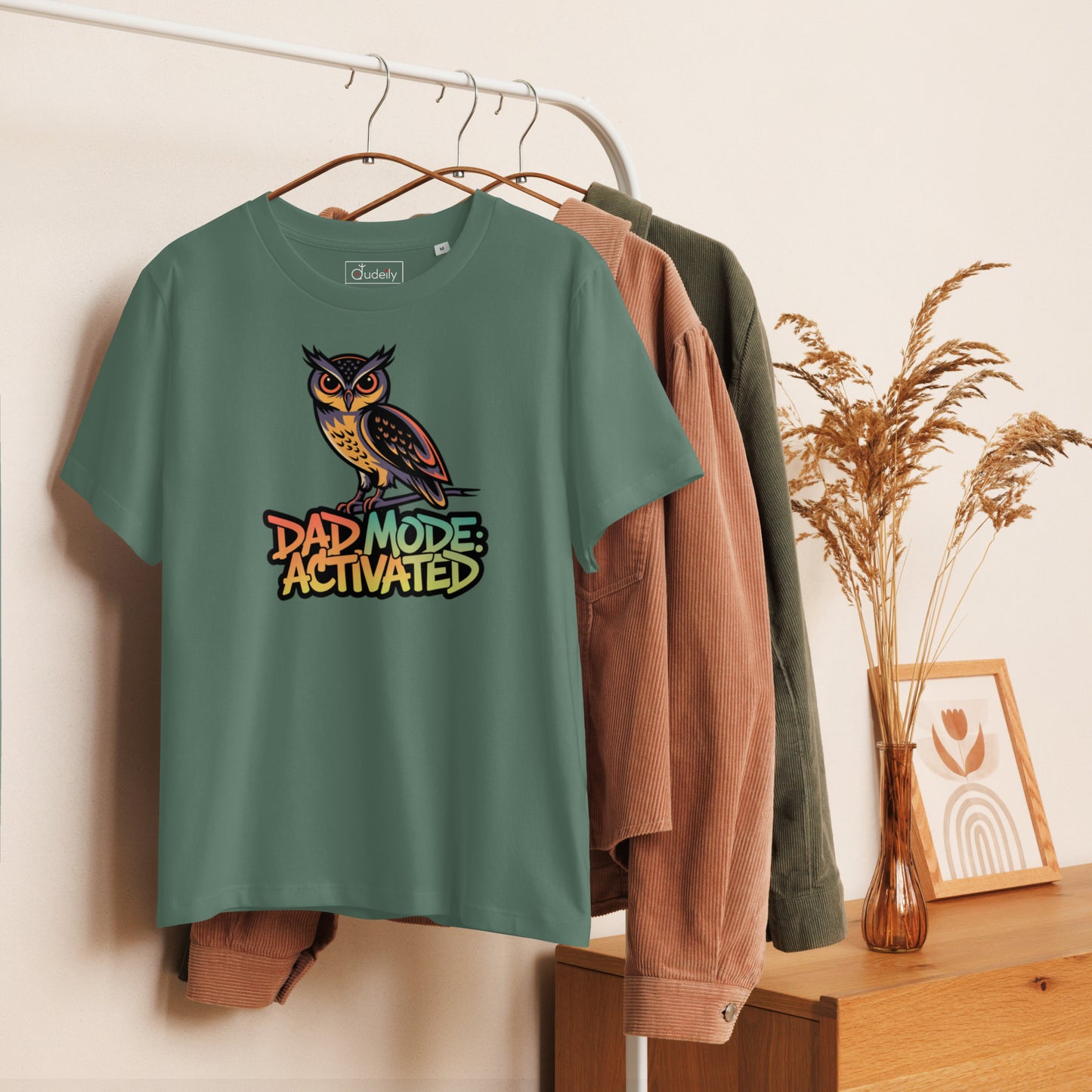 Women’s Organic Ribbed Neck T-Shirt – Owl-Themed Sustainable Fashion for Nature Lovers | Dudeily Dudeily