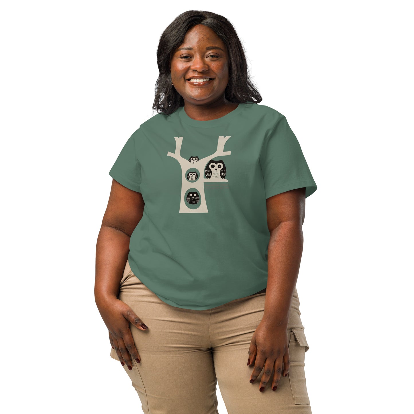 OwlGrace Women’s Organic Ribbed Neck T-Shirt – Sustainable Fashion USA | Family Day Edition Dudeily