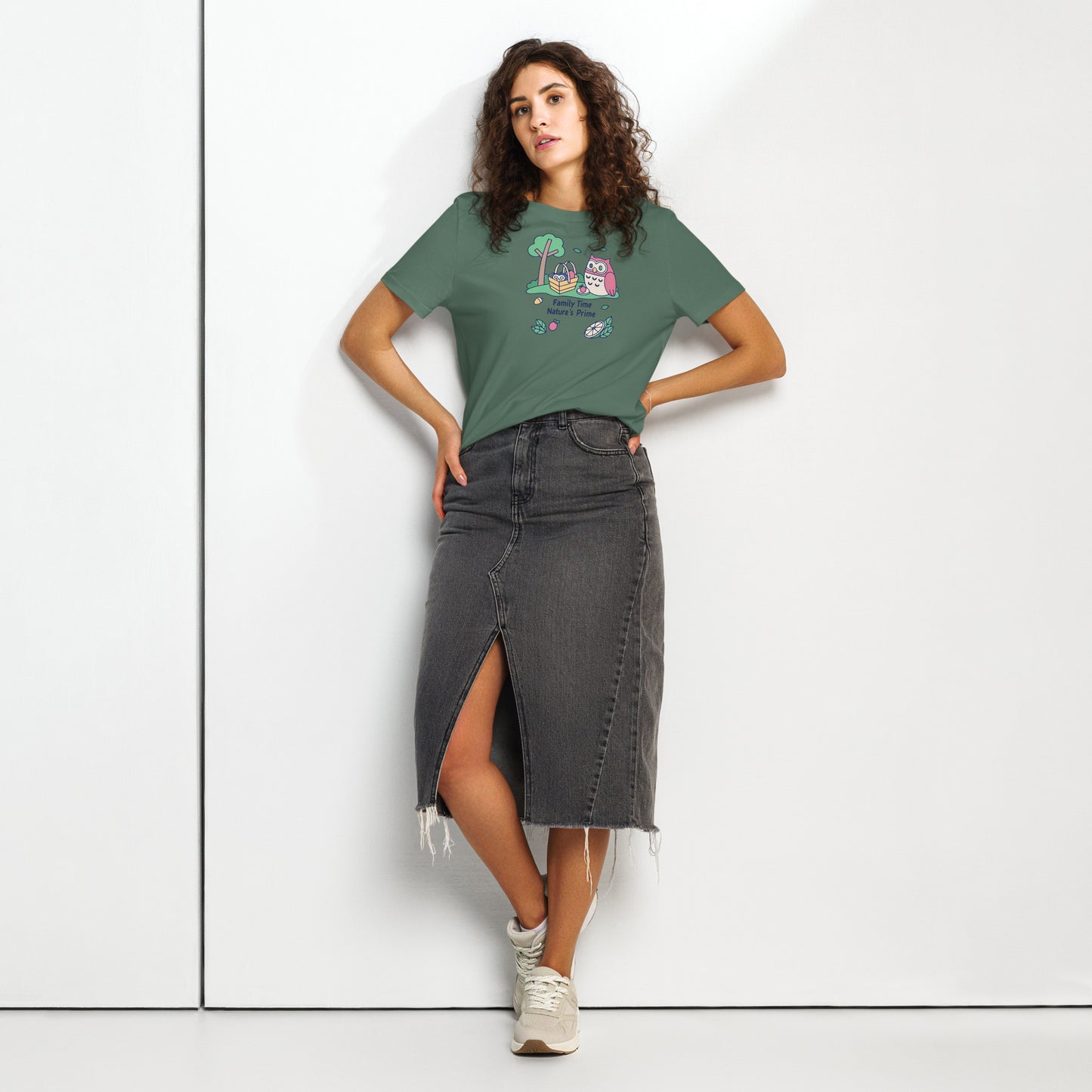 Women’s Organic Ribbed Neck T-Shirt – OwlGrace Sustainable Fashion for Family Day Style Dudeily