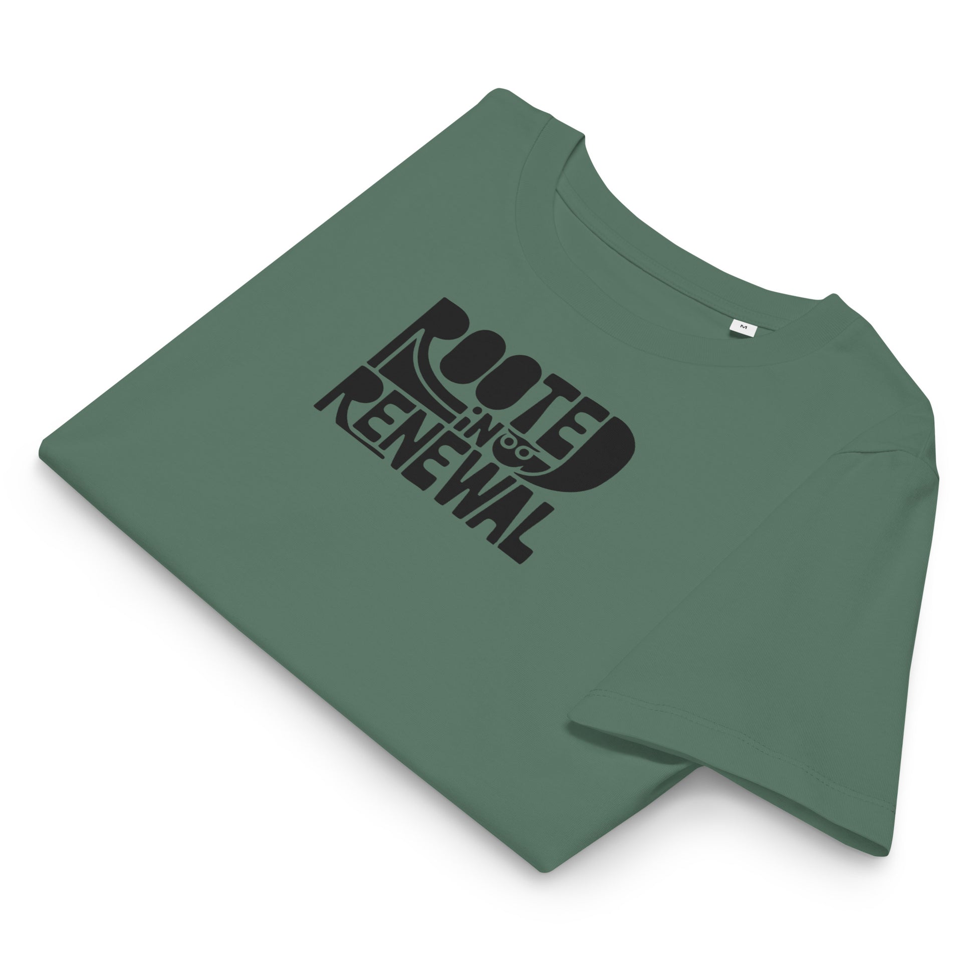 Women’s Organic Ribbed Neck T-Shirt “Rooted In Renewal” – Sustainable Owl Print Tee Dudeily