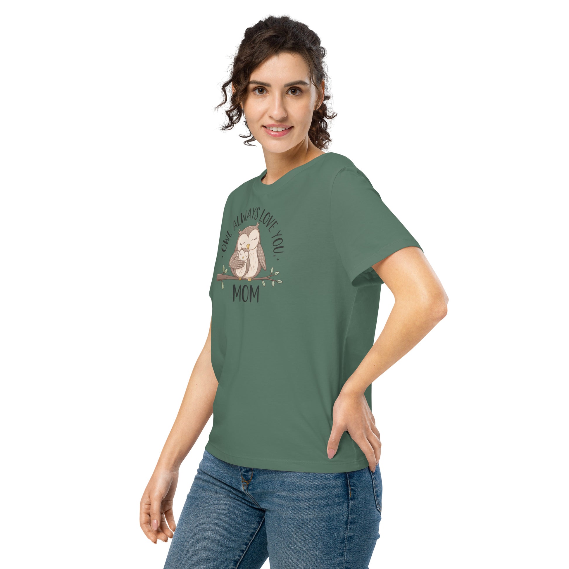Women’s Organic Ribbed Neck T-Shirt – Owl Design Eco Tee Dudeily
