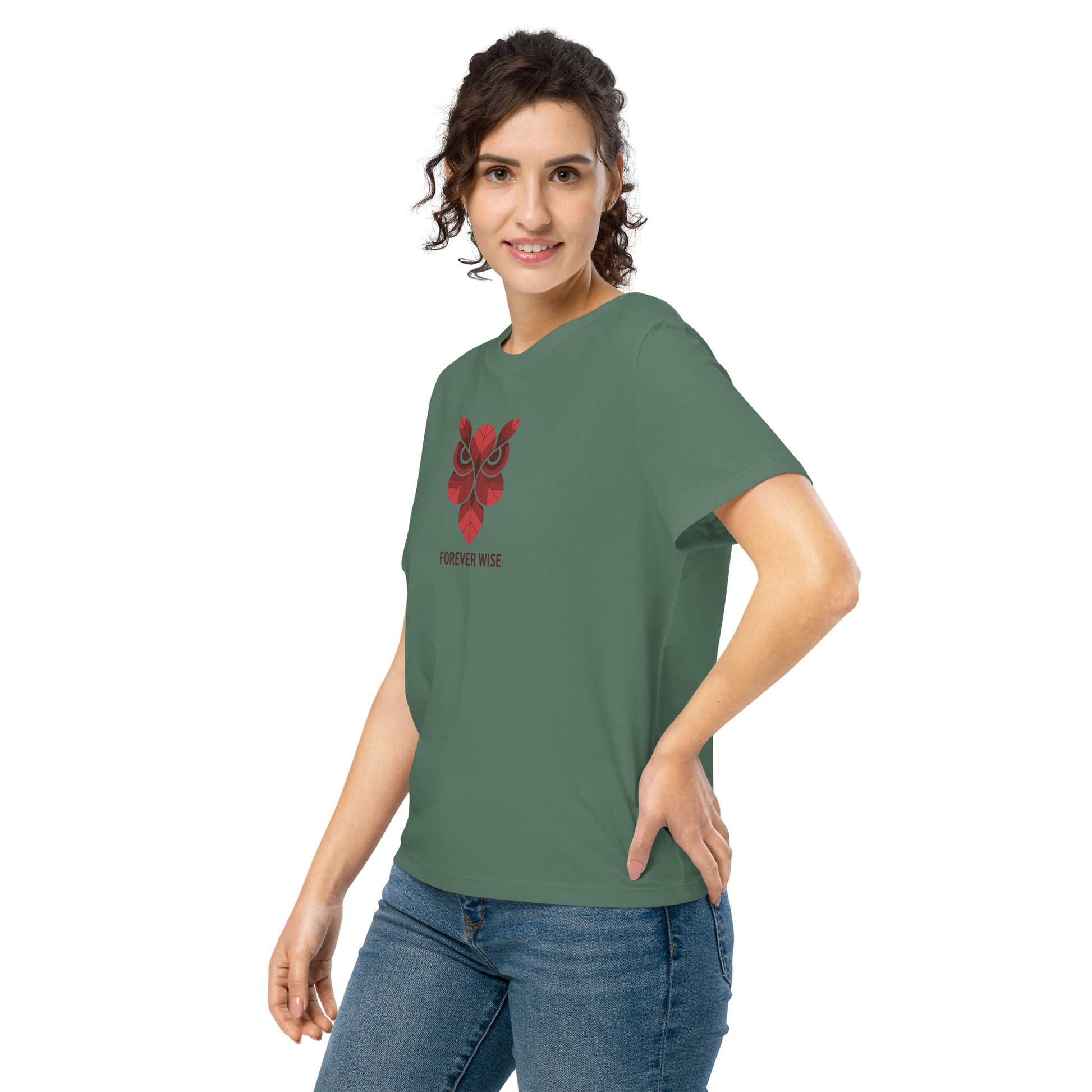 Women’s Organic Ribbed Neck T-Shirt: 'Forever Wise' | Eco-Friendly Owl Apparel USA Dudeily