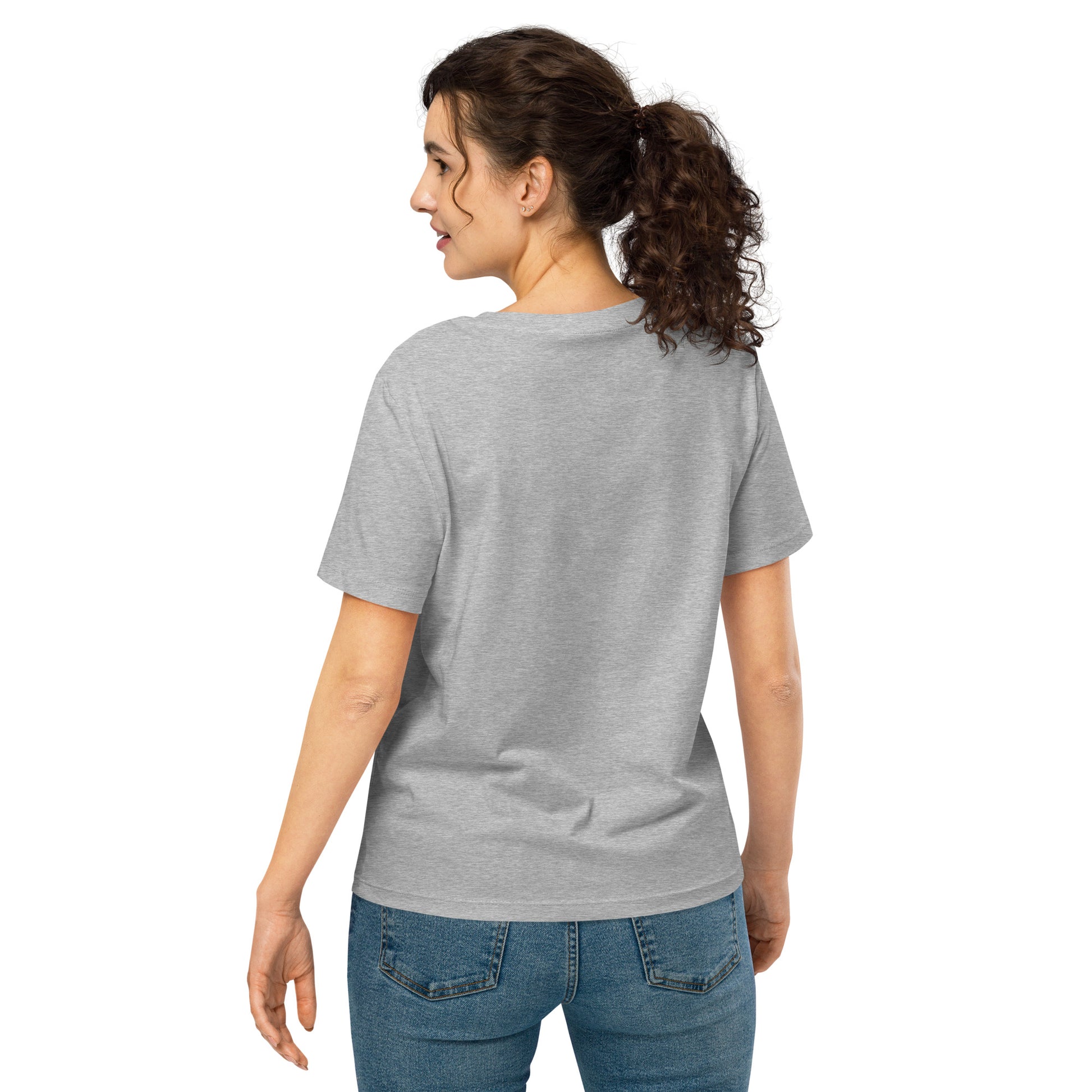 Eco-Friendly Owl Clothing Embroidered Women’s Organic Ribbed Neck T-Shirt "Grow With Care" Dudeily