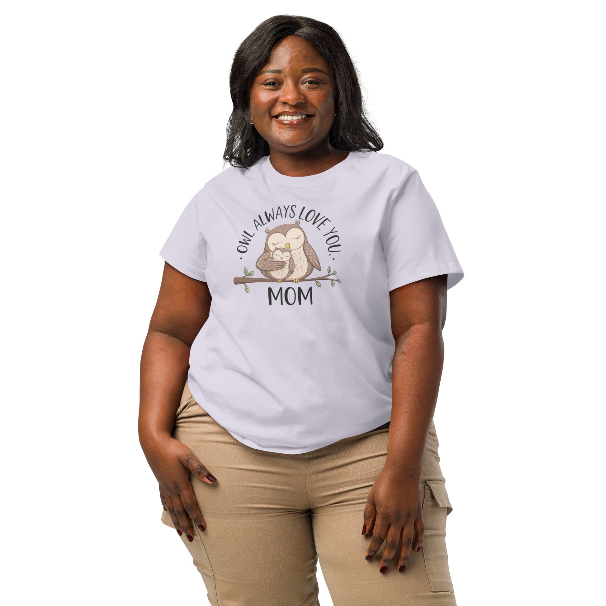 Women’s Organic Ribbed Neck T-Shirt – Owl Design Eco Tee Dudeily