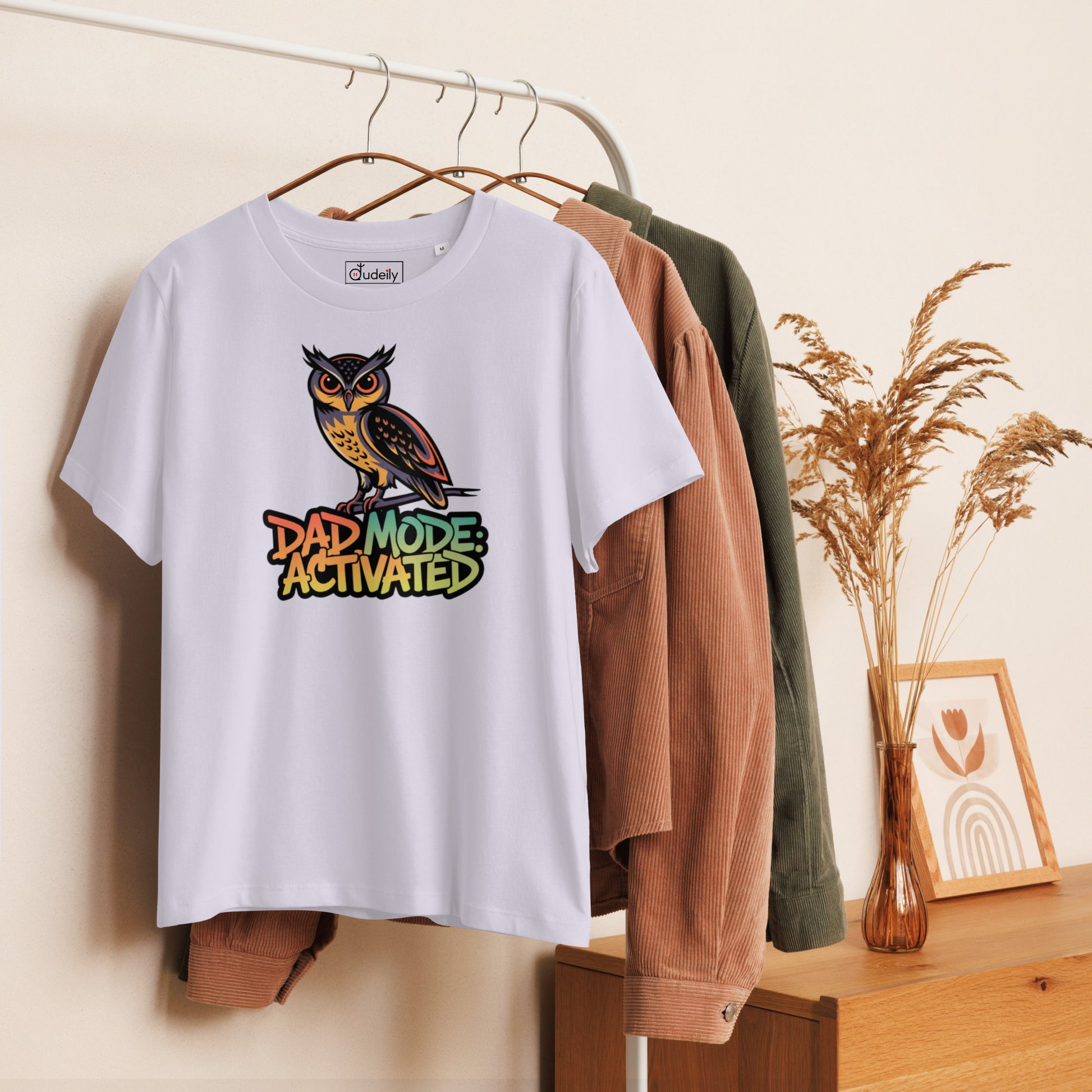 Women’s Organic Ribbed Neck T-Shirt – Owl-Themed Sustainable Fashion for Nature Lovers | Dudeily Dudeily