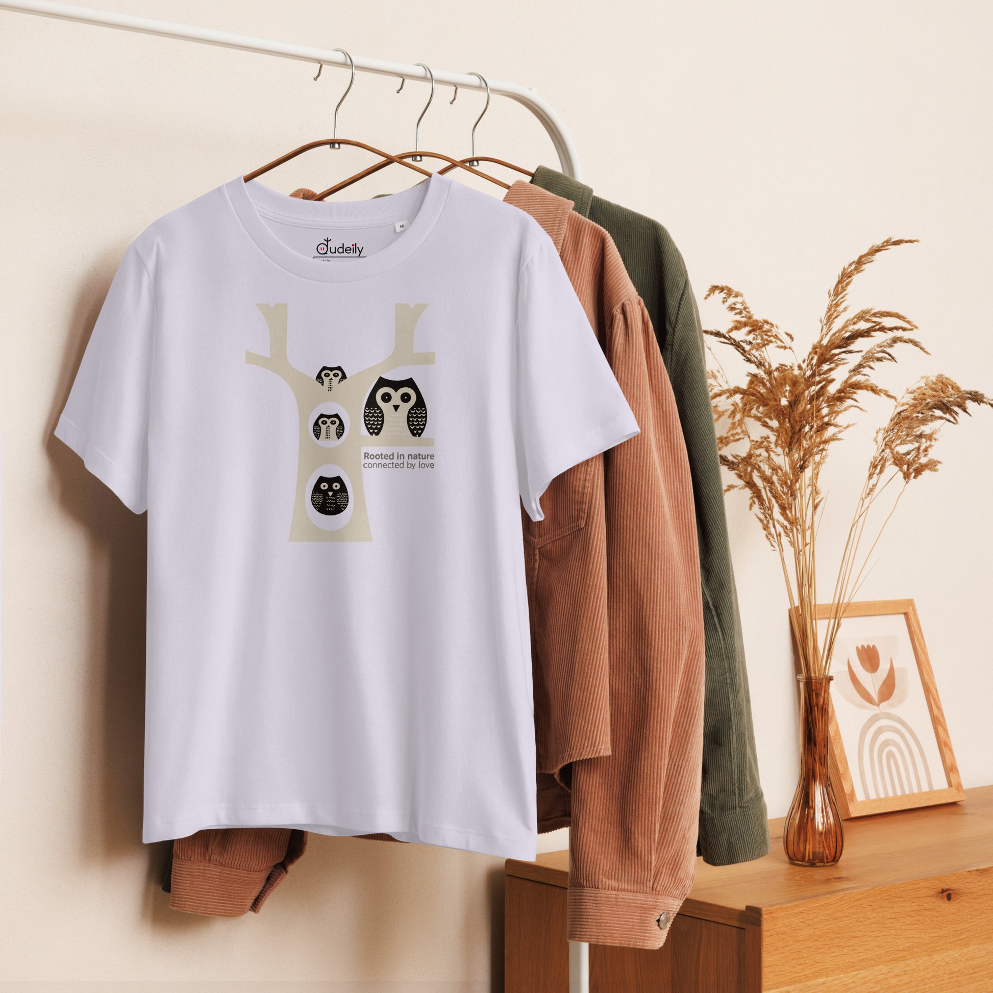 OwlGrace Women’s Organic Ribbed Neck T-Shirt – Sustainable Fashion USA | Family Day Edition Dudeily