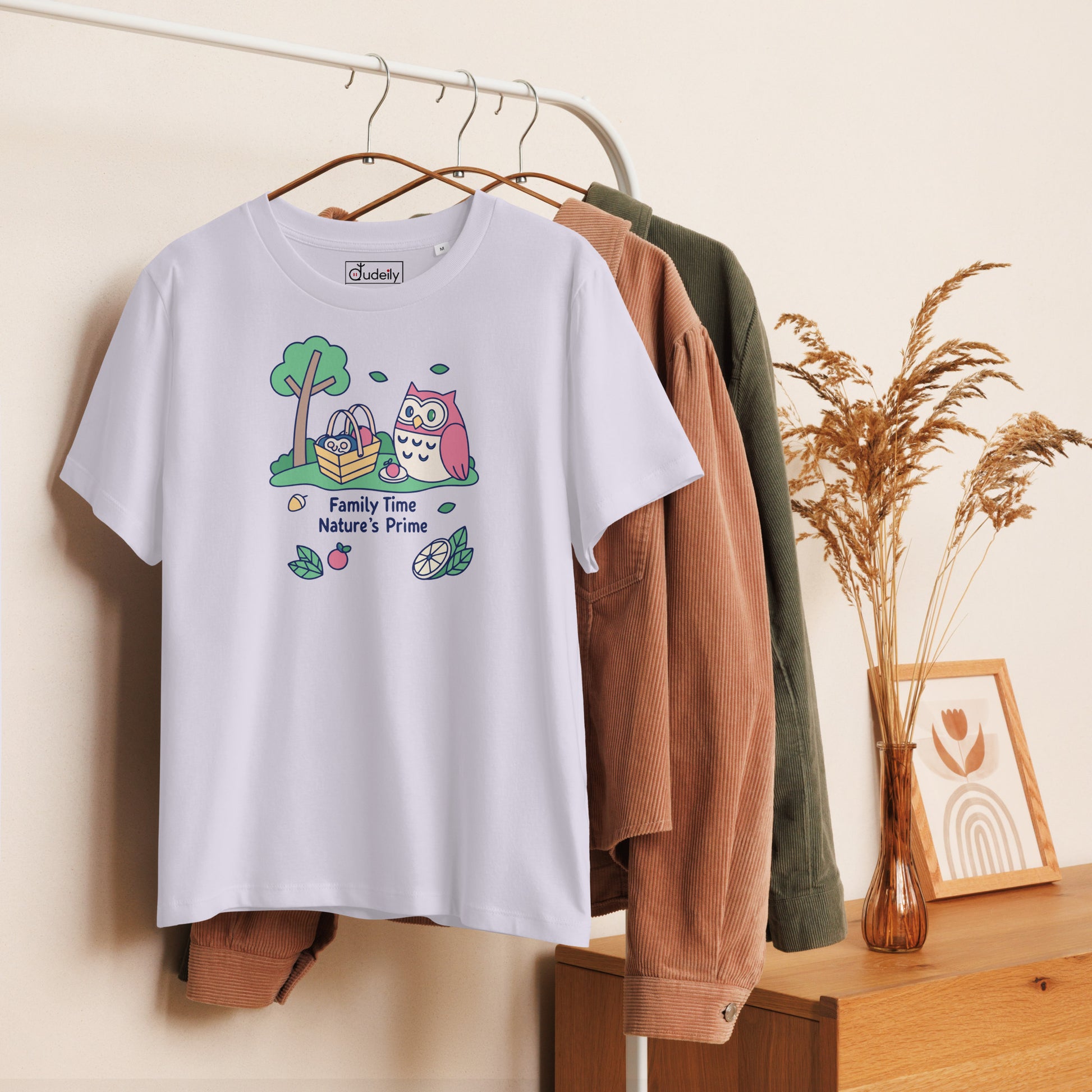 Women’s Organic Ribbed Neck T-Shirt – OwlGrace Sustainable Fashion for Family Day Style Dudeily