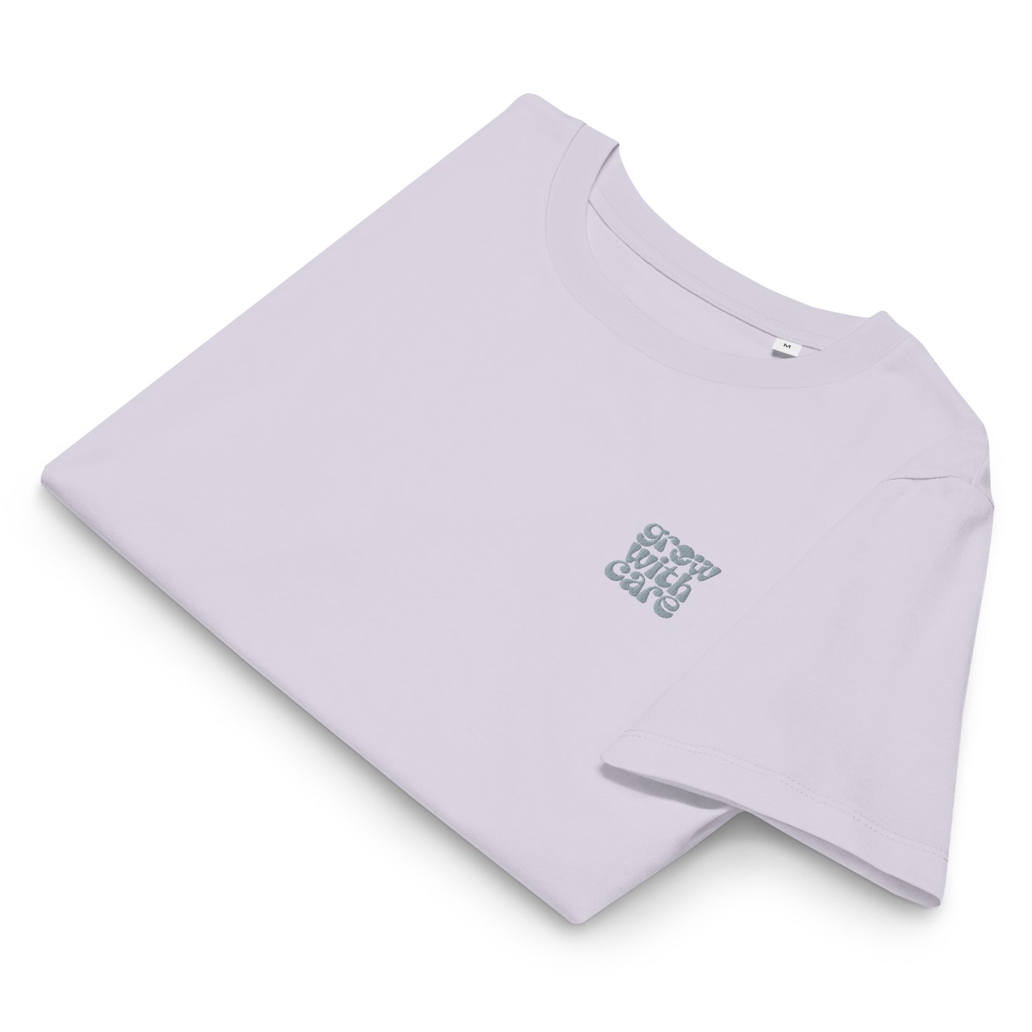 Eco-Friendly Owl Clothing Embroidered Women’s Organic Ribbed Neck T-Shirt "Grow With Care" Dudeily