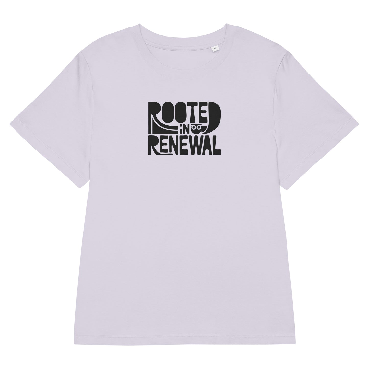 Women’s Organic Ribbed Neck T-Shirt “Rooted In Renewal” – Sustainable Owl Print Tee Dudeily