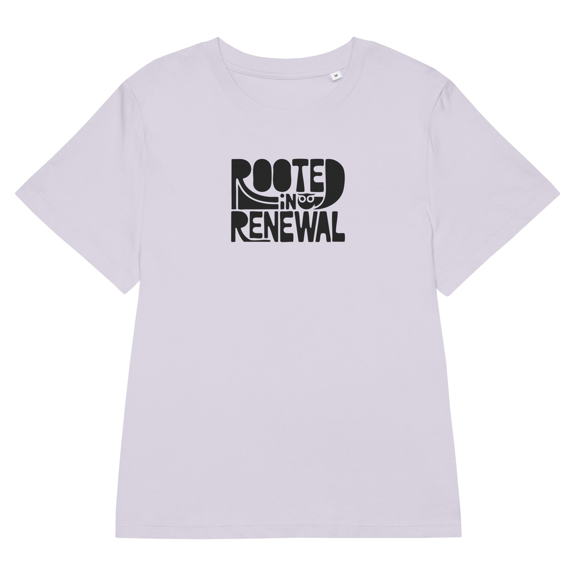 Women’s Organic Ribbed Neck T-Shirt “Rooted In Renewal” – Sustainable Owl Print Tee Dudeily