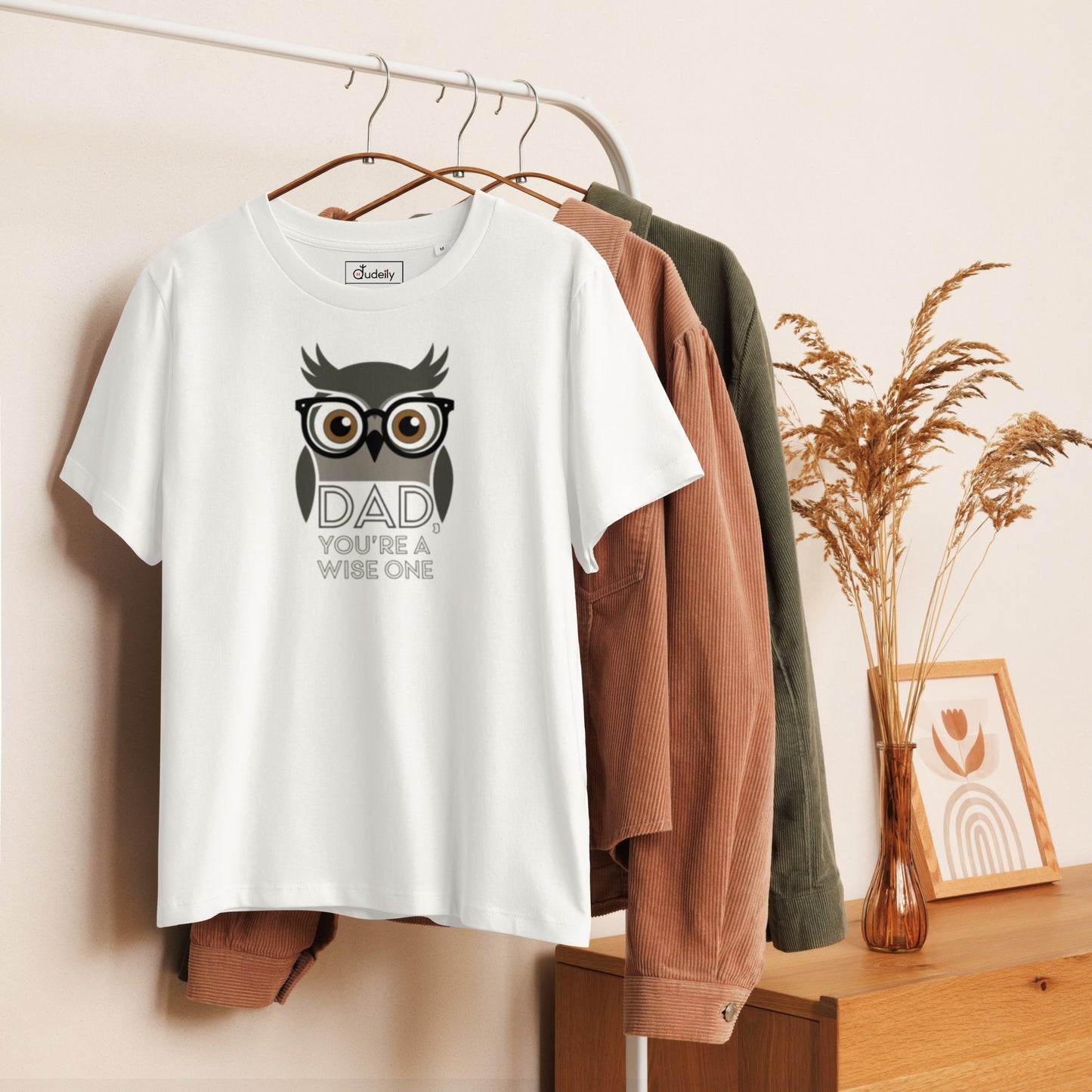 Women’s Organic Ribbed Neck T-Shirt –Owl Themed Eco-Friendly, Sustainable Fashion by Dudeily Dudeily