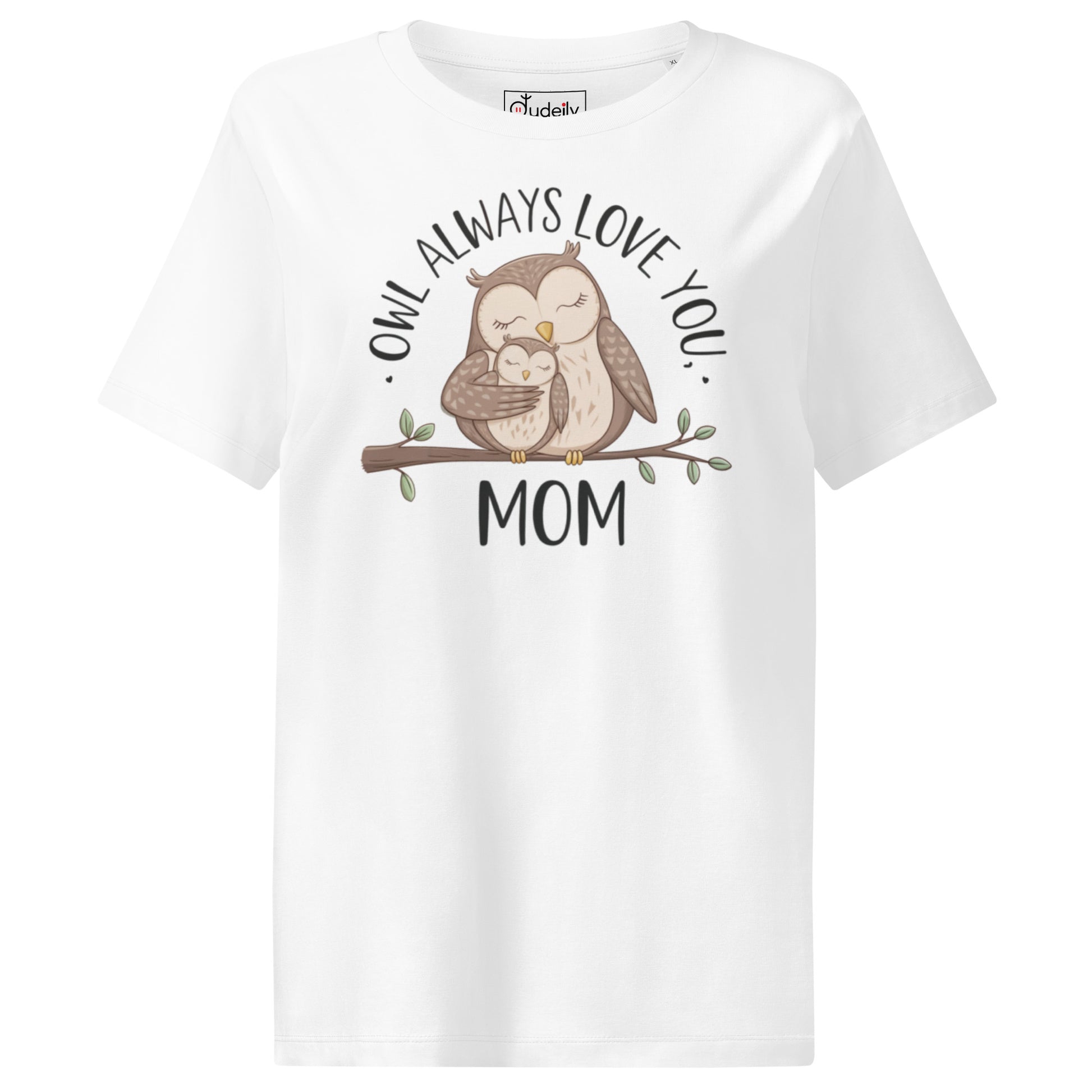 Women’s Organic Ribbed Neck T-Shirt – Owl Design Eco Tee Dudeily