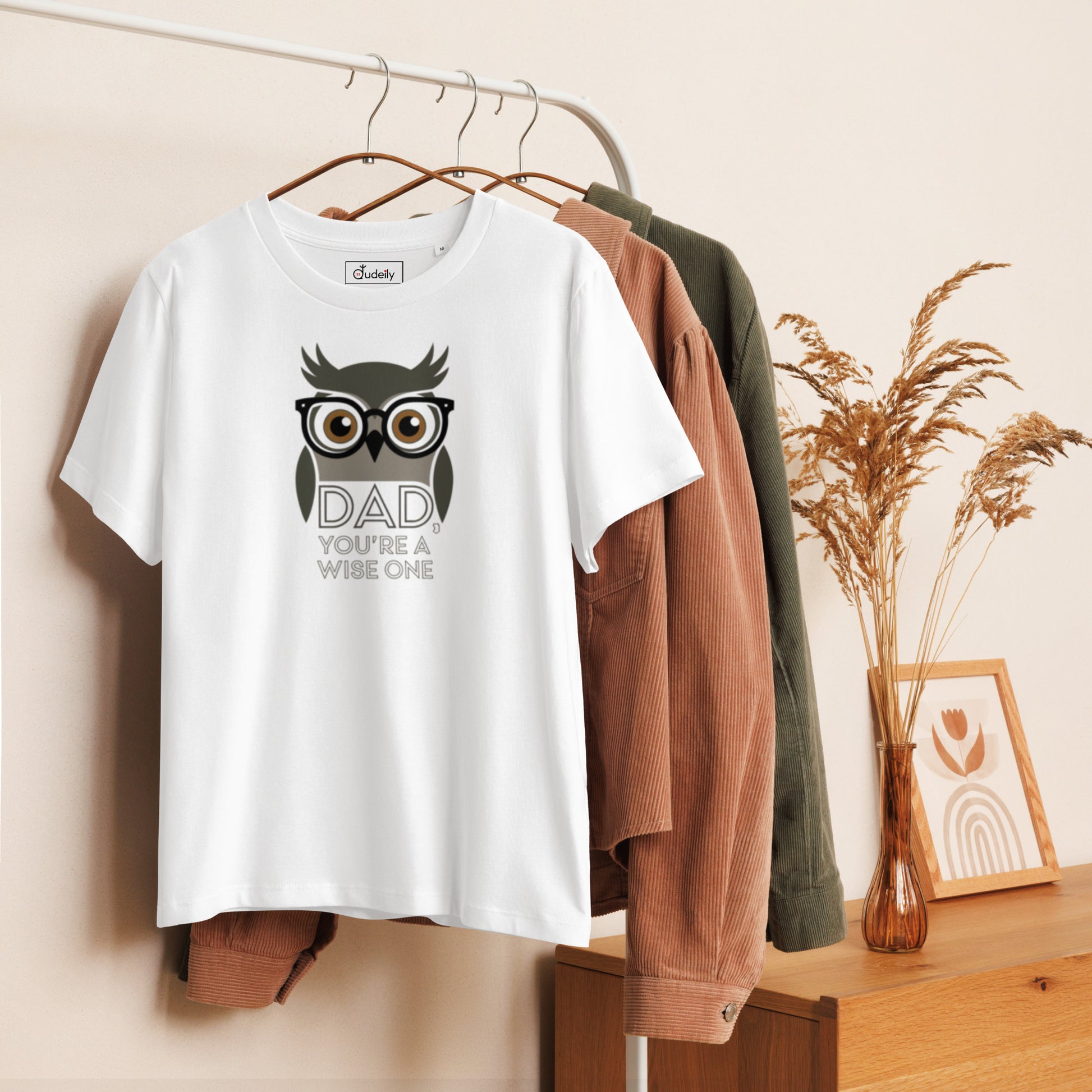 Women’s Organic Ribbed Neck T-Shirt –Owl Themed Eco-Friendly, Sustainable Fashion by Dudeily Dudeily