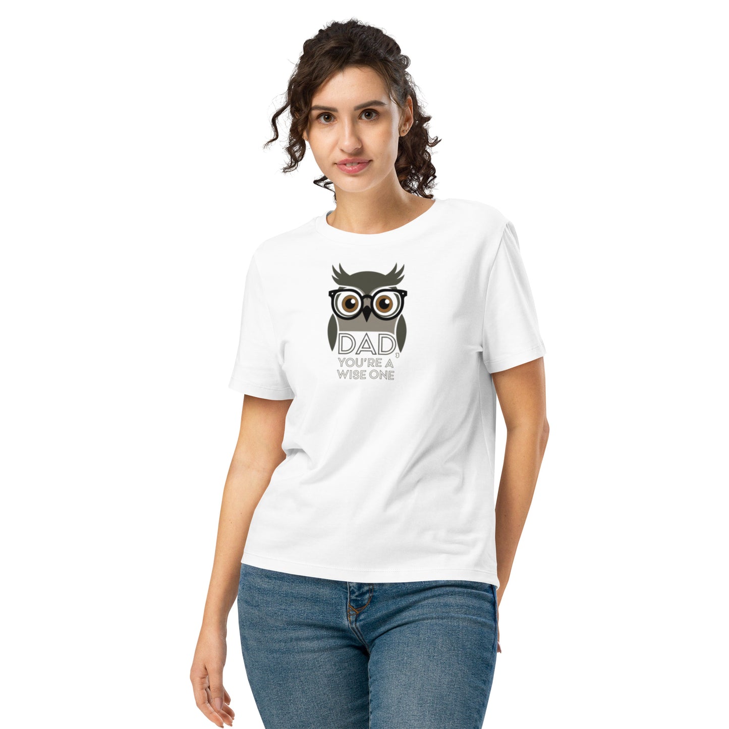Women’s Organic Ribbed Neck T-Shirt –Owl Themed Eco-Friendly, Sustainable Fashion by Dudeily White Dudeily